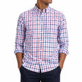 Camicia uomo taglia L in tessuto a quadri blu rosso e bianco - stile casual con colletto button-down