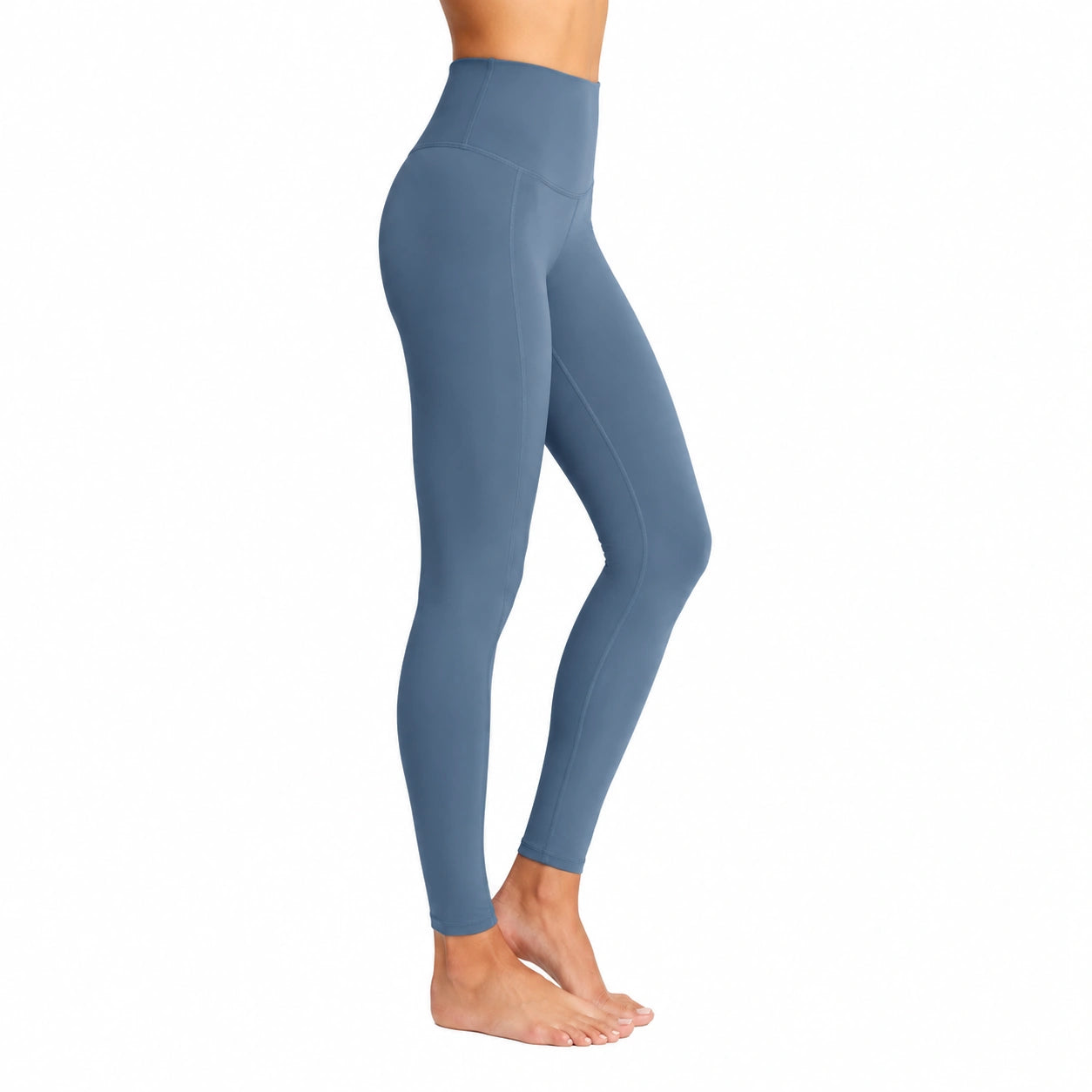 Leggings donna M in tessuto elasticizzato blu ardesia - vita alta per yoga e allenamento