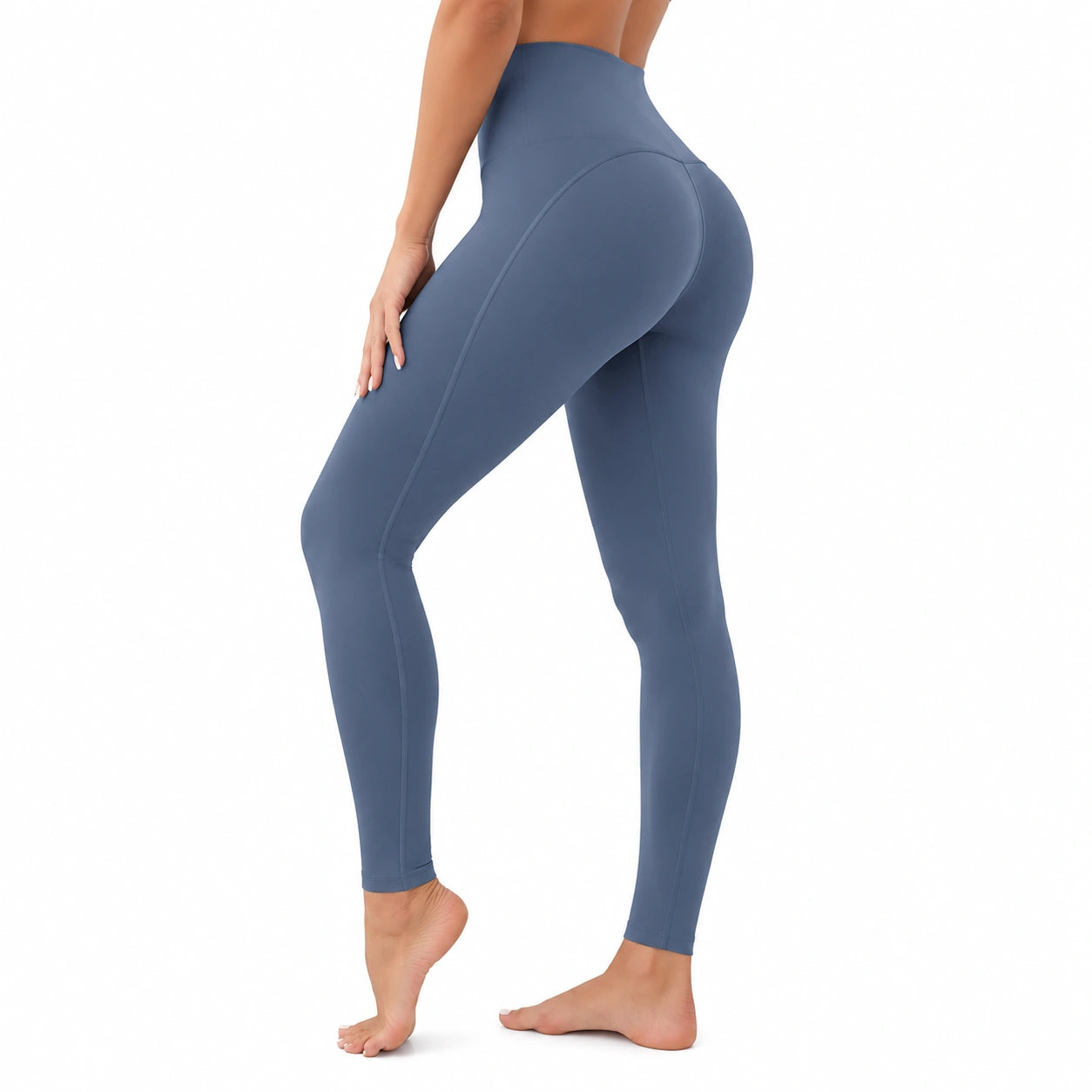 Leggings donna taglia M a vita alta blu ardesia elasticizzati per yoga e allenamento
