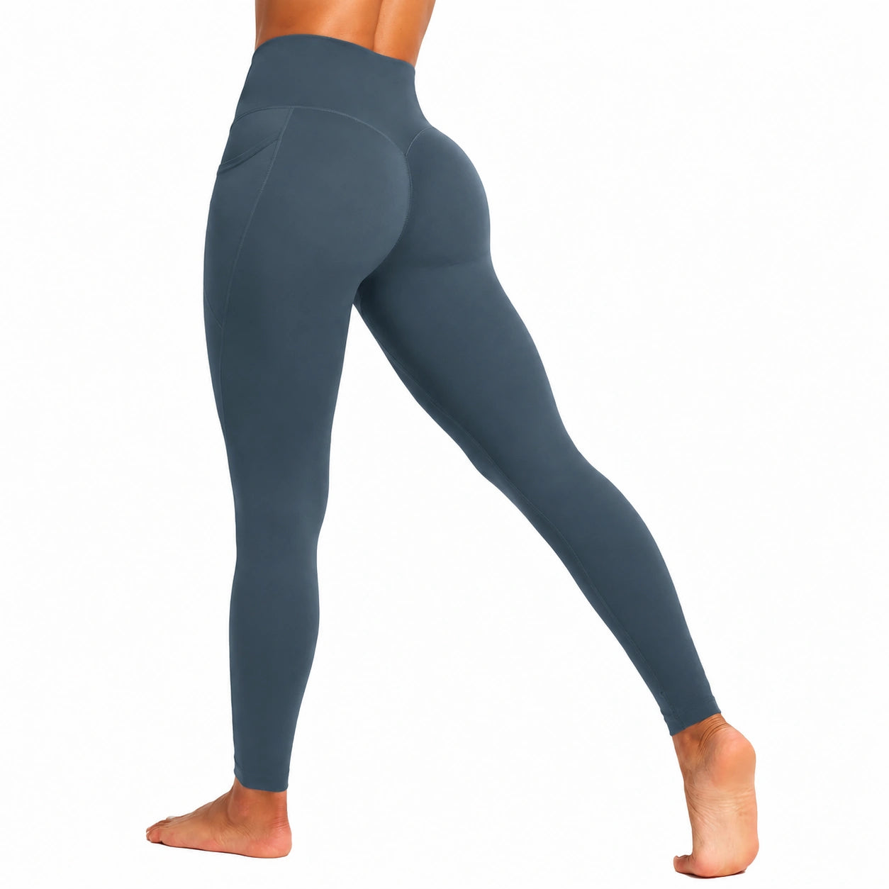 Leggings donna taglia M in tessuto elasticizzato blu petrolio a vita alta per allenamento