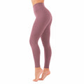 Leggings donna M in tessuto elasticizzato rosa malva a vita alta per fitness