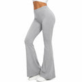 Pantaloni donna taglia S in tessuto grigio a vita alta con gamba svasata