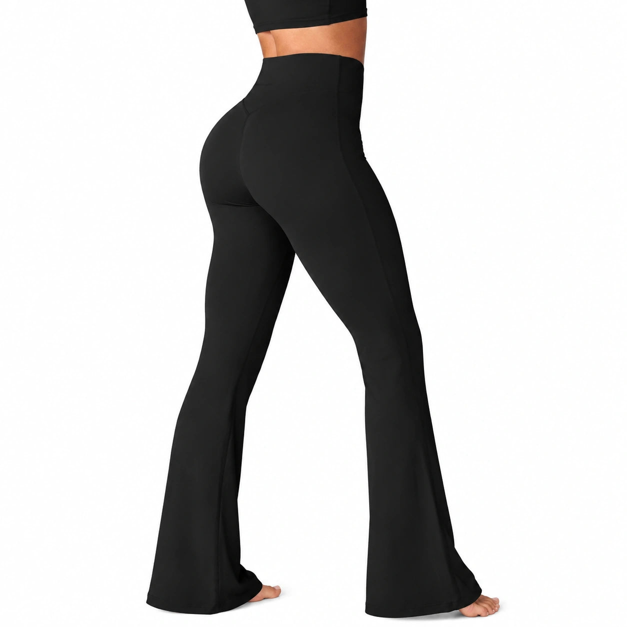 Pantaloni leggings svasati S in tessuto elasticizzato nero per fitness