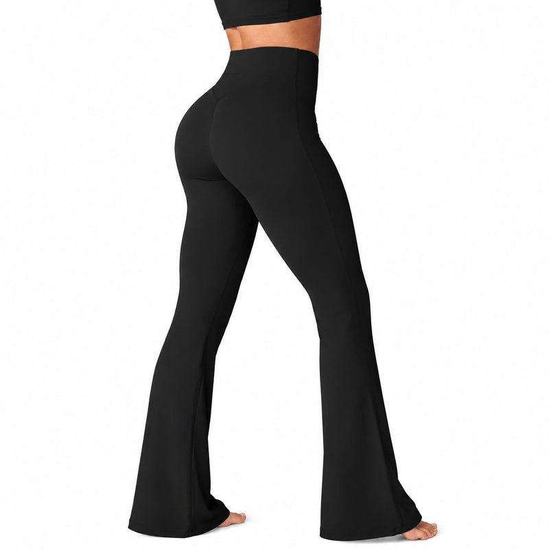 Pantaloni leggings svasati S in tessuto elasticizzato nero per fitness