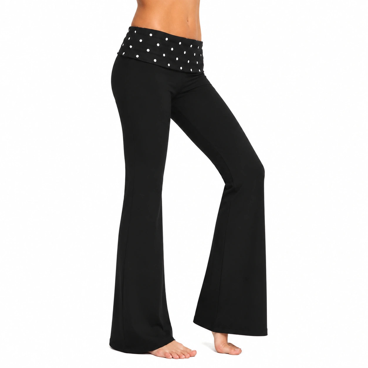 Pantaloni donna taglia S neri in tessuto elasticizzato a gamba larga per yoga
