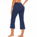 Pantaloni donna M blu elasticizzati a vita alta cropped casual