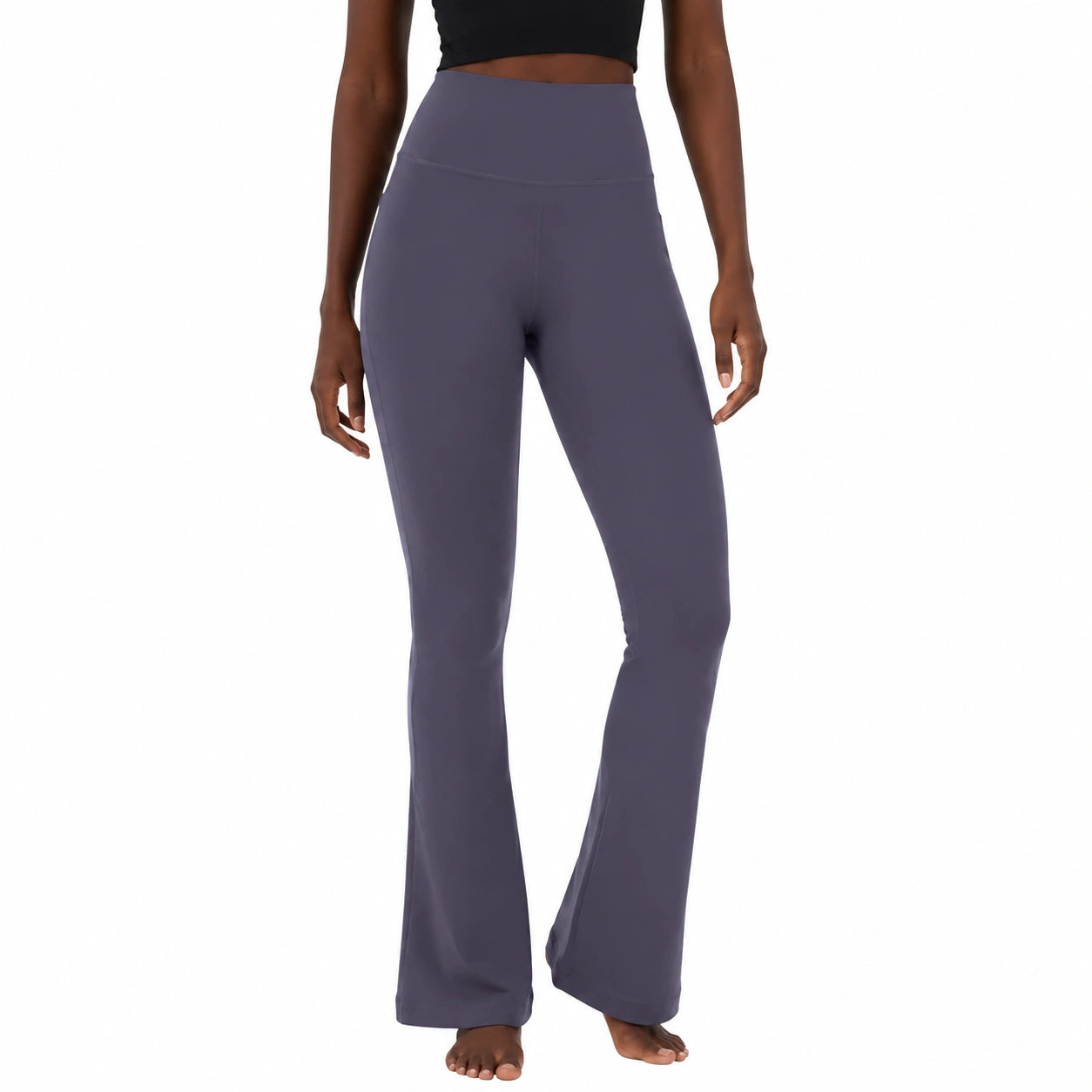 Leggings donna M in tessuto elasticizzato viola ardesia a vita alta per fitness