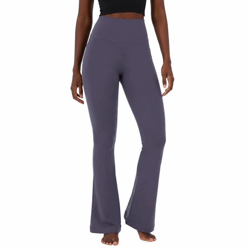 Leggings donna M in tessuto elasticizzato viola ardesia a vita alta per fitness