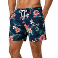 Costume da bagno uomo M in tessuto sintetico blu con stampa floreale e coulisse