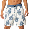 Costume da bagno uomo L bianco e blu con stampa palme e vita elasticizzata