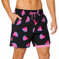 Pantaloncini da bagno uomo L in tessuto sintetico nero e rosa con stampa pixel e tasche