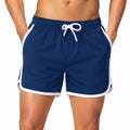 Costume da bagno uomo L blu navy con bordi bianchi - pantaloncino con coulisse e tasche