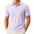 Polo da uomo taglia L in tessuto leggero lilla a righe per look casual