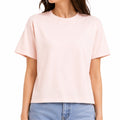 T-shirt donna M in tessuto rosa chiaro - girocollo a maniche corte vestibilità morbida