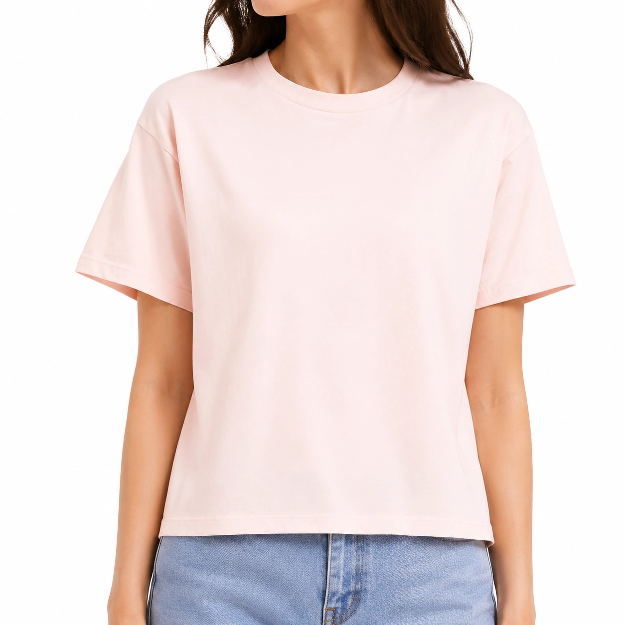 T-shirt donna M in tessuto rosa chiaro - girocollo a maniche corte vestibilità morbida