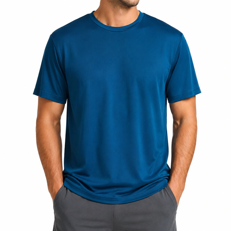 T-shirt uomo taglia L blu in tessuto sintetico a maniche corte per uso quotidiano